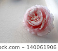 Pink fabric rose on white background. 140061906
