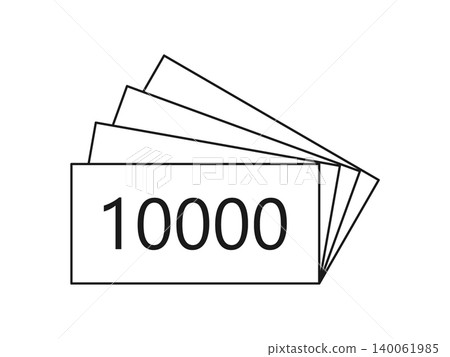 Simple black and white icon illustration of money arranged in a fan shape. Simple black and white icon illustration of money arranged in a fan shape. 140061985