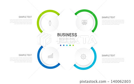 Business Infographic Venn diagram Template with 4 Step process, label and circle design for business and presentation Vector Illustration. Business Infographic Venn diagram Template with 4 Step process, label and circle design for business and presentation Vector Illustration. 140062803