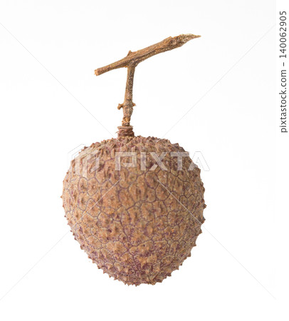 Lychee with brown skin, dry  on white background 140062905