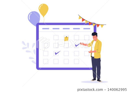 Illustration of Event Planner Organizing Calendar Schedule 140062995
