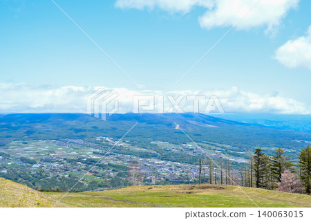 A rural landscape and blue sky viewed from the plateau. A rural landscape and blue sky viewed from the plateau. 140063015