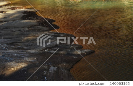 landscape reflected on the river 140063365