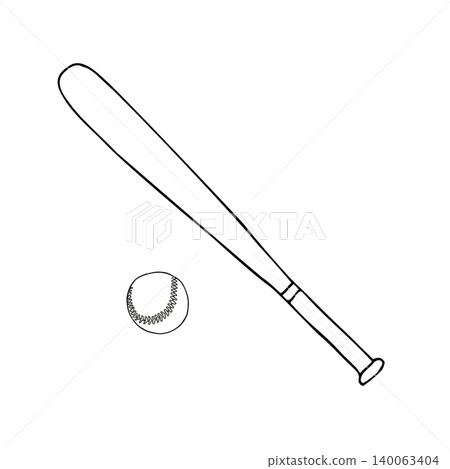Vector hand drawn baseball bat and ball Vector hand drawn baseball bat and ball 140063404