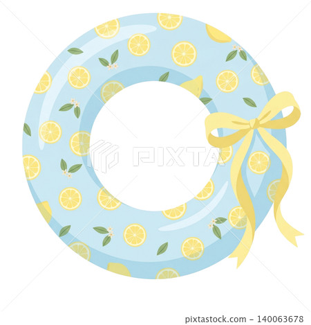 Lemon Pattern Swim Ring Isolated on Transparent Background 140063678