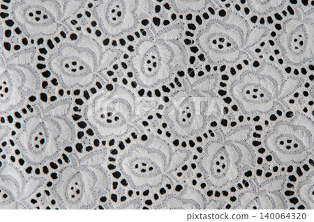 White Floral Lace Fabric Texture Background, Detailed Embroidered Mesh Material White Floral Lace Fabric Texture Background, Detailed Embroidered Mesh Material 140064320