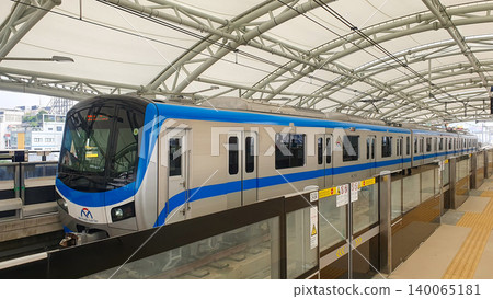 Metro Train Arriving Tan Cang Station Of The Metro Line No.1 Ben Thanh - Suoi Tien In Ho Chi Minh City, Vietnam. Metro Train Arriving Tan Cang Station Of The Metro Line No.1 Ben Thanh - Suoi Tien In Ho Chi Minh City, Vietnam. 140065181