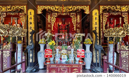 Ornate Altar Inside The Temple Of Literature (Vietnamese Called Van Mieu Quoc Tu Giam), Vietnam. 140066019