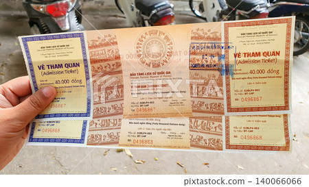 Entrance Ticket Of Vietnam National Museum Of History In Hanoi Capital, Vietnam. Entrance Ticket Of Vietnam National Museum Of History In Hanoi Capital, Vietnam. 140066066