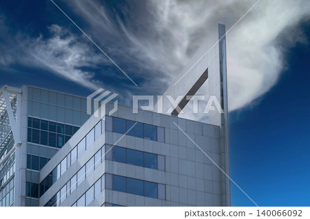 Geometric Rooftop Frame on Modern Office Tower 140066092