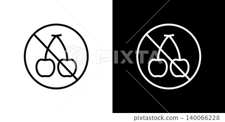 Line icons without cherries. A monochrome vector illustration set of white and black lines. Line icons without cherries. A monochrome vector illustration set of white and black lines. 140066228