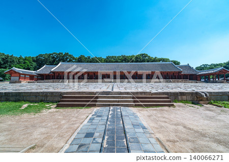 Seoul, South Korea - May. 30, 2026 : Majestic view of Jeongjeon Hall, the main hall of Jongmyo Shrine, a UNESCO World Heritage site in Seoul, South Korea Seoul, South Korea - May. 30, 2026 : Majestic view of Jeongjeon Hall, the main hall of Jongmyo Shrine, a UNESCO World Heritage site in Seoul, South Korea 140066271
