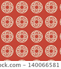 Traditional Japanese Wave Crest Circular Motif Seamless Pattern on Red Background 140066581
