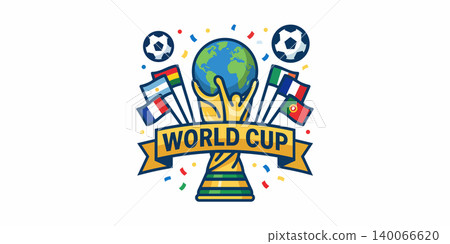 World cup soccer trophy with flags and confetti vector illustration worldcup football confetti celebration championship competition tournament international illustration colorful champion World cup soccer trophy with flags and confetti vector illustration worldcup football confetti celebration championship competition tournament international illustration colorful champion 140066620