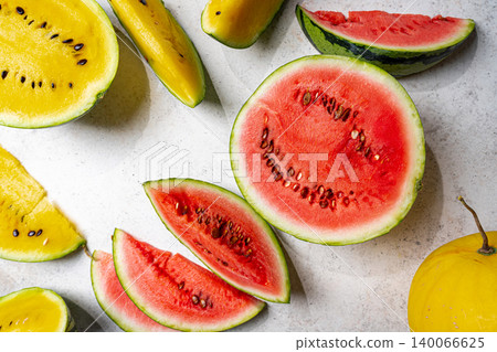 Fresh organic watermelon and melon Fresh organic watermelon and melon 140066625