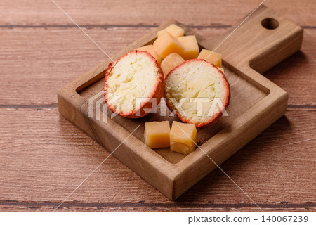 Aged Belper Knolle cheese with jam, crackers, and nuts. Belper Knolle cheese 140067239