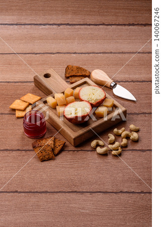 Aged Belper Knolle cheese with jam, crackers, and nuts. Belper Knolle cheese Aged Belper Knolle cheese with jam, crackers, and nuts. Belper Knolle cheese 140067246