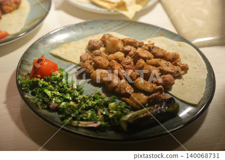 Traditional delicious Turkish foods; Turkish name; Shish kebab Traditional delicious Turkish foods; Turkish name; Shish kebab 140068731