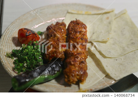 Traditional delicious Turkish foods; Turkish name; Adana kebab Traditional delicious Turkish foods; Turkish name; Adana kebab 140068734
