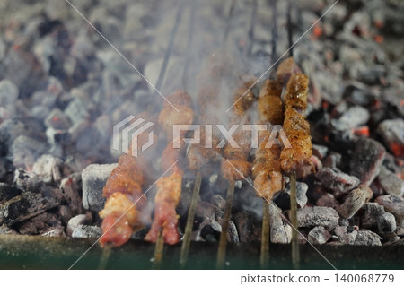 shish kebab on the grill shish kebab on the grill 140068779
