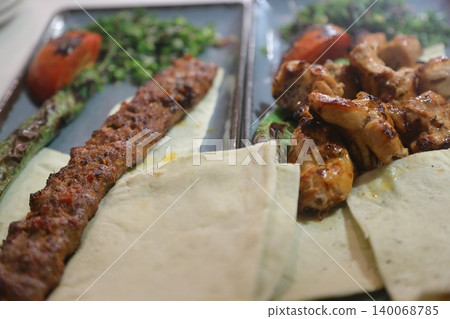 Traditional delicious Turkish foods; Turkish name; Adana kebab Traditional delicious Turkish foods; Turkish name; Adana kebab 140068785
