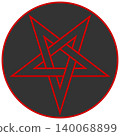 Left-handed inverted interlaced pentagram inside a circle 140068899