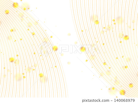 Thin golden wavy lines and flowing liquid bubbles abstract luxury background 140068979