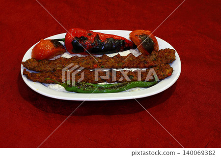 Traditional delicious Turkish foods; Turkish name; Adana kebab Traditional delicious Turkish foods; Turkish name; Adana kebab 140069382