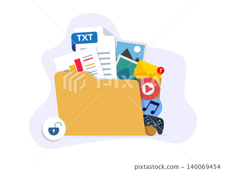 Secure Digital Folder with Multimedia File Types Stock Illustration Secure Digital Folder with Multimedia File Types Stock Illustration 140069454