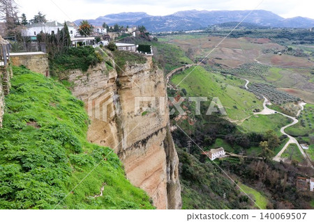 Gorge in the cliff-top town of Ronda, Andalusia, Spain, Europe Gorge in the cliff-top town of Ronda, Andalusia, Spain, Europe 140069507