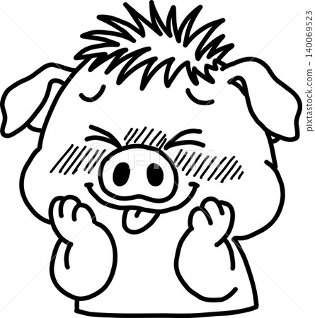 A cute, embarrassed pig character illustration (tehepero) A cute, embarrassed pig character illustration (tehepero) 140069523