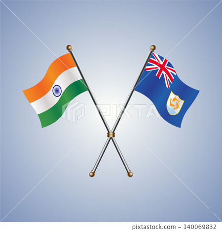 India and Anguilla flag relations. Vector Illustration 140069832
