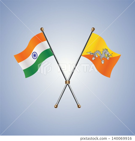 India and Bhutan flag relations. Vector Illustration India and Bhutan flag relations. Vector Illustration 140069916