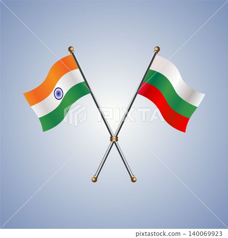 India and Bulgaria flag relations. Vector Illustration 140069923