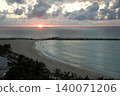 A beautiful view of the Caribbean beach from the balcony of a resort hotel in Cancun, Mexico. 140071206
