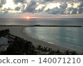 A beautiful view of the Caribbean beach from the balcony of a resort hotel in Cancun, Mexico. 140071210