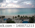 A beautiful view of the Caribbean beach from the balcony of a resort hotel in Cancun, Mexico. 140071213