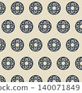 Traditional Japanese Wave Crest Circular Motif Seamless Pattern on Cream Background 140071849