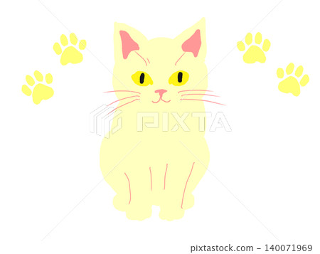 Illustration of a yellow cat (representing happiness and good fortune) Illustration of a yellow cat (representing happiness and good fortune) 140071969