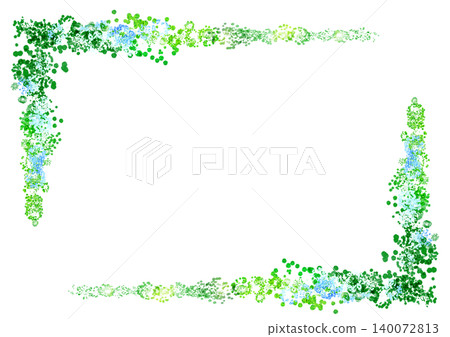 Simple frame with light blue flowers and greenery, white background. Simple frame with light blue flowers and greenery, white background. 140072813