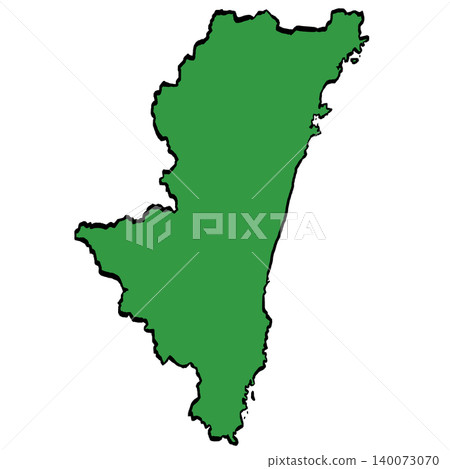 Illustration of a map of Miyazaki Prefecture (green/brushstroke style) Japanese style Illustration of a map of Miyazaki Prefecture (green/brushstroke style) Japanese style 140073070