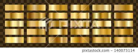 Gold gradient Foil background. Metallic Palette and copper swatch for metal degrade strip design. Vector illustration Gold gradient Foil background. Metallic Palette and copper swatch for metal degrade strip design. Vector illustration 140073114