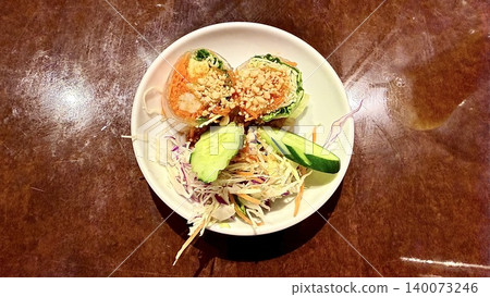 Authentic Thai-style fresh spring rolls and crisp salad Authentic Thai-style fresh spring rolls and crisp salad 140073246