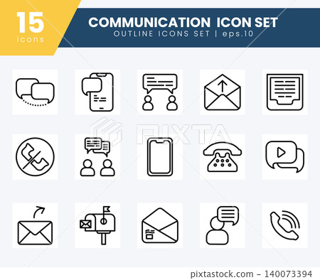 Communication Outline Icon Set with Chat Message ,Phone, Email and Contact Elements 140073394