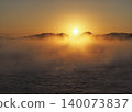 Sunrise illuminating the sea fog on a chilly day 140073837