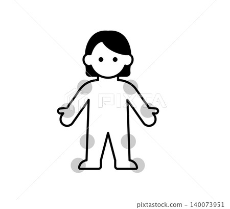 Icon illustration of a woman showing the joints of the entire body. Icon illustration of a woman showing the joints of the entire body. 140073951