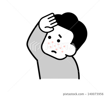 Icon illustration of a man with a rash on his face 140073956