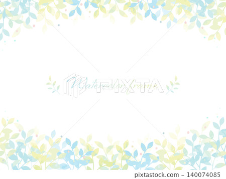 A natural botanical frame illustration in refreshing, translucent blue and green. A natural botanical frame illustration in refreshing, translucent blue and green. 140074085