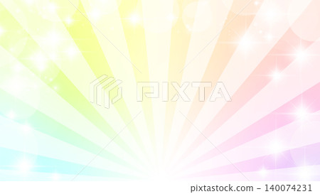 Pale rainbow sunburst background, landscape orientation 16:9 140074231