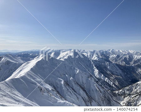 Mount Tanigawa in mid-February (Minakami Town, Gunma Prefecture and Yuzawa Town, Niigata Prefecture) 140074254